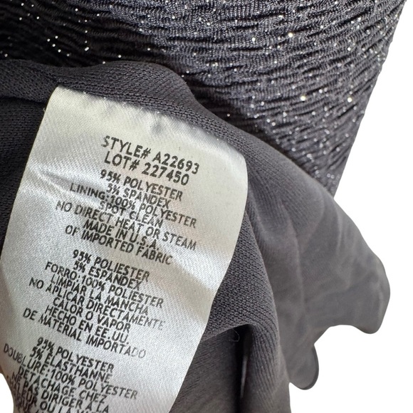 NWT Betsy & Adam V Neck Choker Glitter Long Dress Gown Black Size 12 - Picture 9 of 14